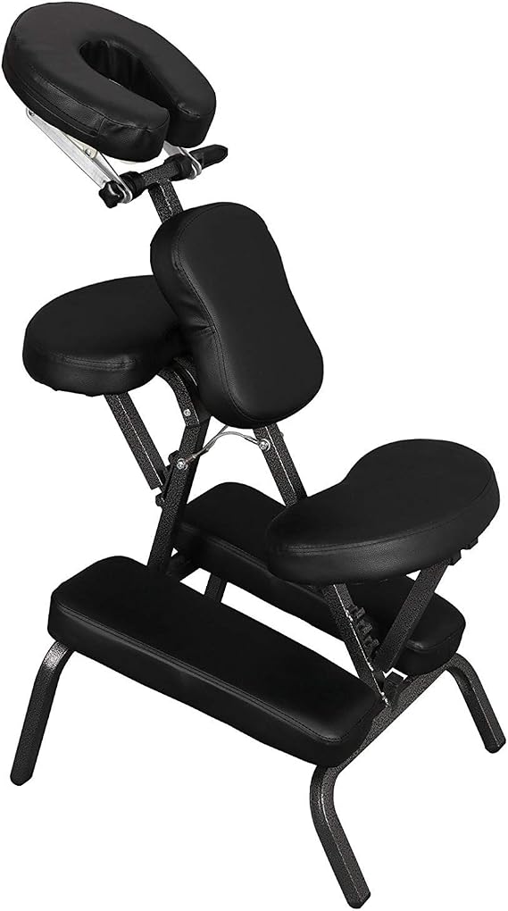 Massage Chair Portable Tattoo Folding Chairs High-Density Sponge Adjustable Salon Chair Light Weight Travel Spa Seat,with Carrying Bag (Black)