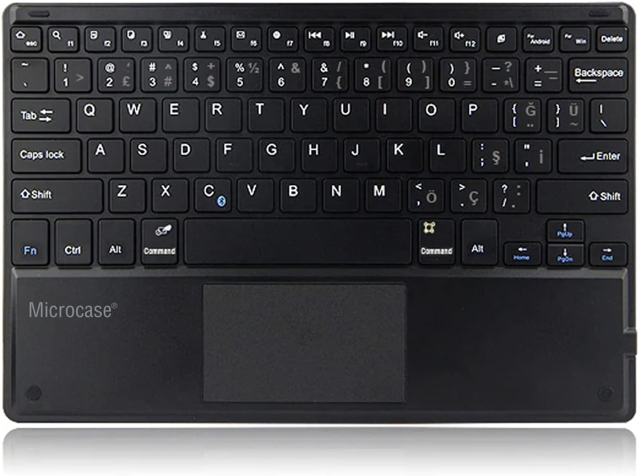 Turkish Bluetooth Keyboard with Rechargeable Touchpad for Microcase Tablets and Phones - AL2724 Black