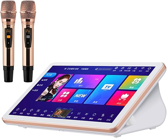 Smart Touch Screen Karaoke Machine with Wireless Microphone and Cloud Song Updates for Home Entertainment