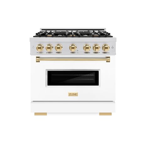 ZLINE Autograph 36" Classic Dual Fuel Range w/White Door & Gold Accents (CDRZ-WM-36-G)