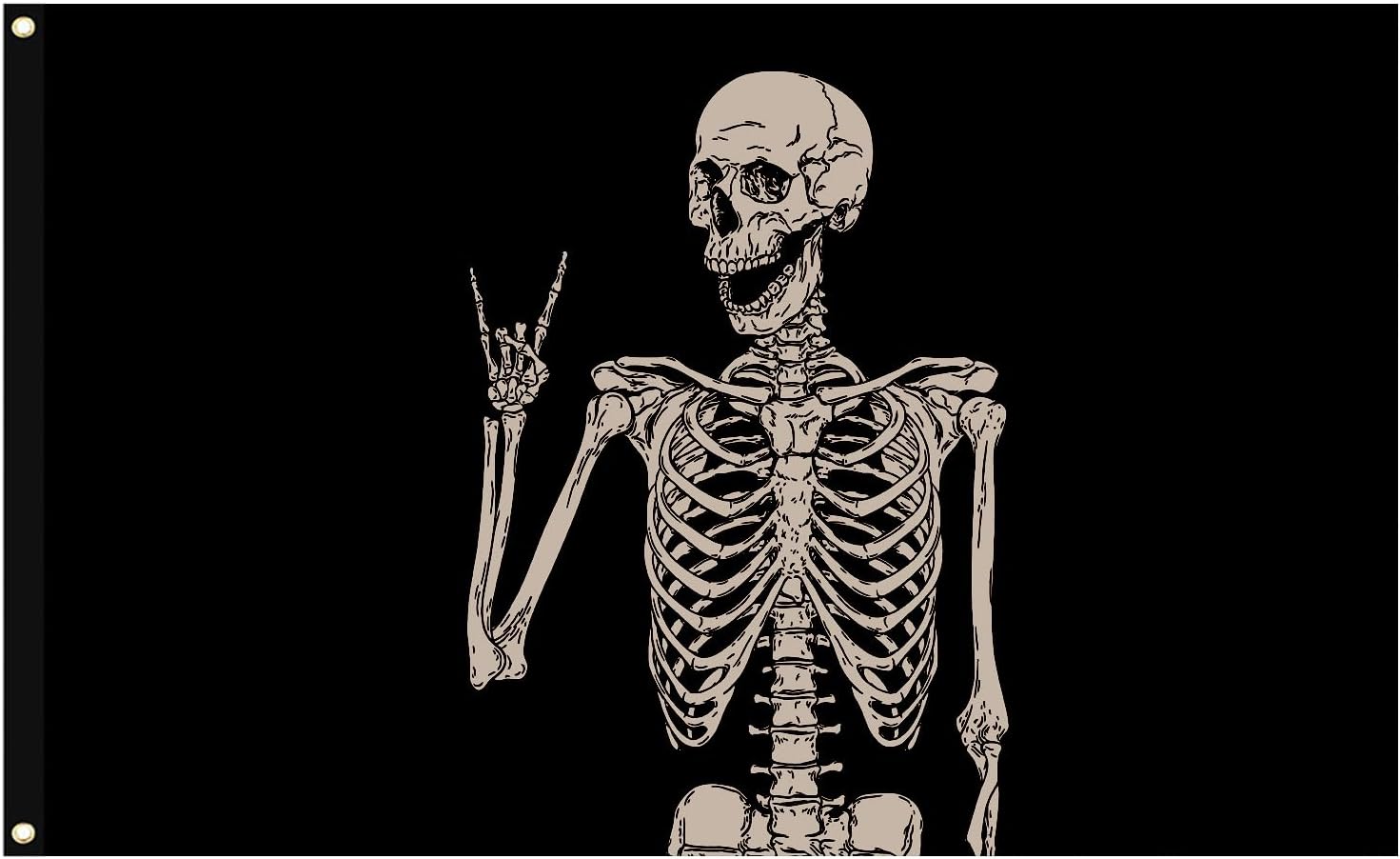 Halloween Flag 3 x 5 ft Outdoor Yard Halloween Garden Decorations Banner Funny Rock and Roll Skeleton Poster
