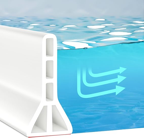 (Upgraded) 3 High Shower Threshold Water Dam 67 Inch Collapsible Shower Barrier Water Barrier Shower Water Stopper Shower Water Guard Dry and Wet Separation for Bathroom Kitchen and More(5.6ft)