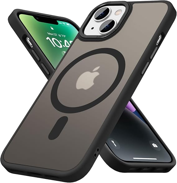 for iPhone 13 Case, Matte Translucent Slim Cover | Hard PC Back with Soft TPU Edge Anti-Fingerprints Protective Phone Case for iPhone 13 6.1-Inch, Frosted Black(7-10)