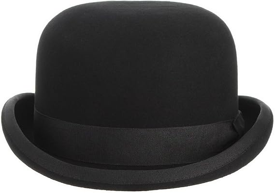 GEMVIE Black Derby Hat 100% Wool Bowler Hat for Men Women Vintage Costume Hat
