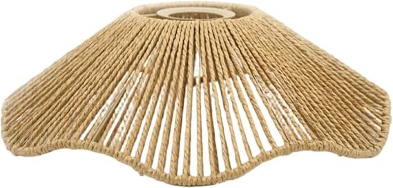 Rustic Boho Flower Shape Woven Lampshade, Hanging Lamp Ceiling Pendant Chandelier Shade for Hallway Bedroom Kitchen