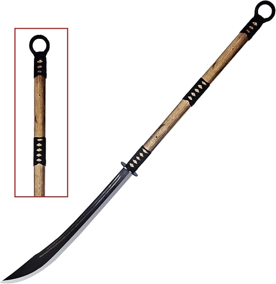 Japanese Samurai Warrior Naginata (53", High Carbon Steel, Black Leather Sheath)