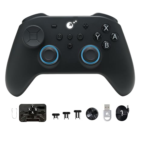 GuliKit TT Max Wireless Game ControllerBluetoothHyperlink Wireless AdapterWired Anti-Drift 720° TMR Joysticks for Switch/2/PC/Android/iOS Black