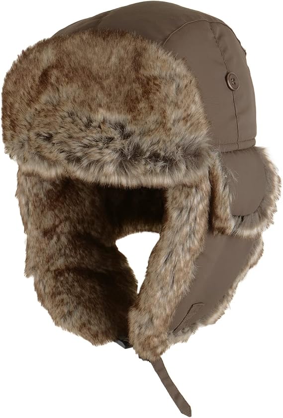 Taslan Ushanka Cap - Faux Fur Lined Warm Winter Russian Style Hat