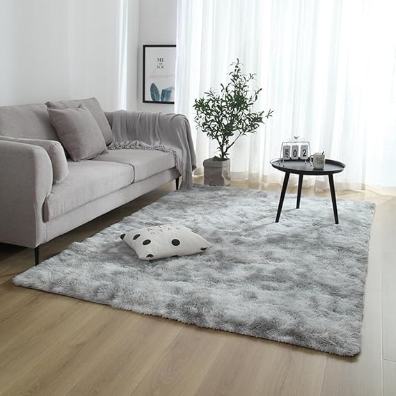 Area Rugs, Soft Fluffy Shaggy Bedroom Living Room Rug High Pile Modern Fluffy Non-Slip Rugs, Home Decor (Light Gray,80 * 200cm)