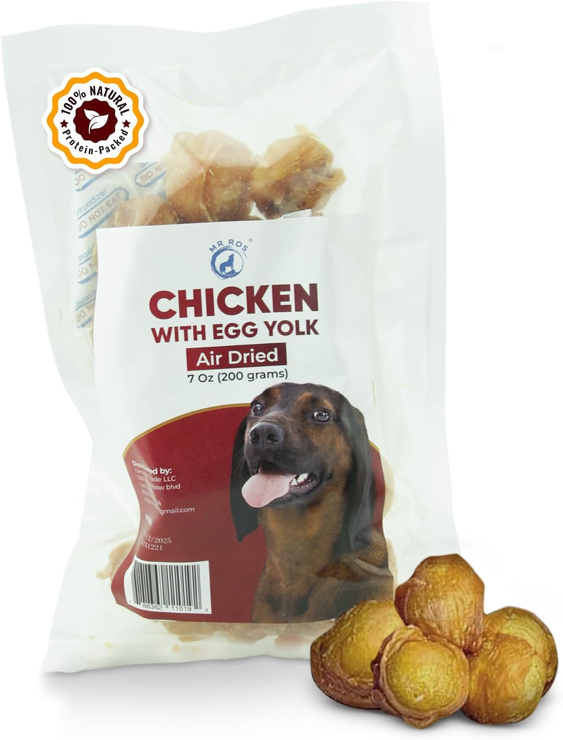 Air Dried Chicken Wrapped with Egg Yolk Chews - Premium Dog Chews for Skin and Coat Health - Natural and Long Lasting Dog Treats - Healthy Pet Snack for Power Chewer - 200g per Pack