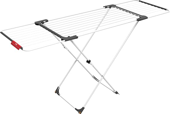Vileda Surprise 186 x 57 x 108 cm, Aluminium/Resin, White, Extendable and Foldable Clothes Airer, 2.7 kg