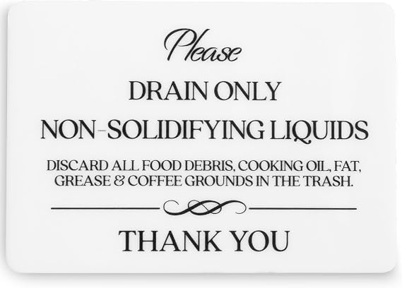 Drain Only Non Solidifying Liquids Sign - Airbnb Essentials for Hosts