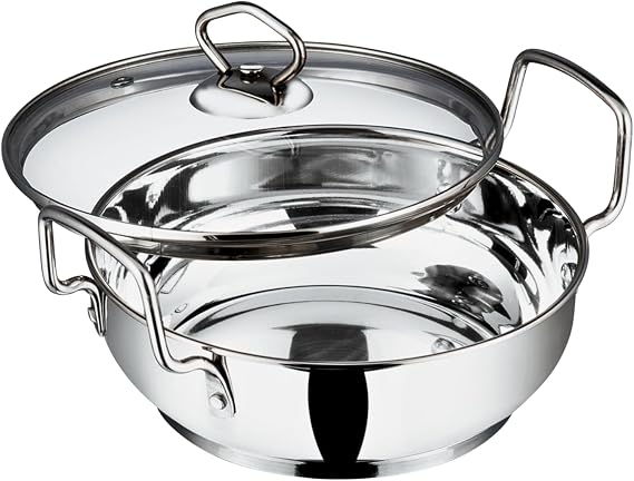 Vinod Cookware Induction Friendly Kadai With Lid Silver 1.5 Litres, Stainless Steel