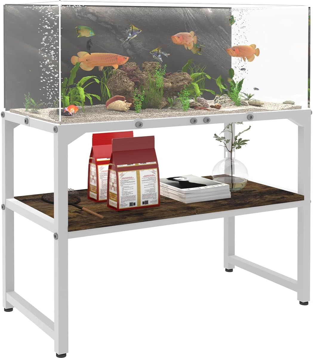Mondazie 30 Gallon Aquarium Stand Item Stand 2-Tier Aquarium Stand with Storage Shelf, White