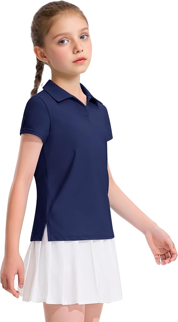 KEREDA Girls Polo Shirts Golf Tennis School Uniform T Shirts Quick Dry Tops