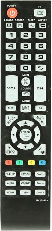 SRC11-49A SRC1149A TV Remote Control Compatible for Seiki TV Sc322ti, Sc402TT