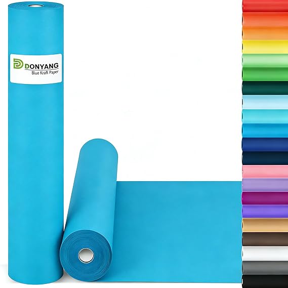 Lake Blue Wrapping Paper 15"x450", Craft Kraft Paper Bulletin Board Paper | Bouquet Gift Wrap for Women Men Kids, Art Decorative Paper, Blue Wrapping Paper for Baby Shower Wedding Fathers Day Birthday