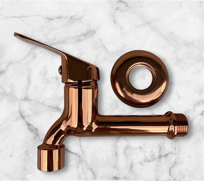 İSAOĞLU YAPI Bronz Musluk, Bakır WC Musluğu, Duvardan Açılır Kapanır Sistem, Rose Bakır