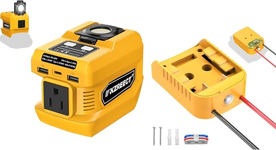 Kzreect Updated Battery Adapter + 220W Power Inverter (Yellow)
