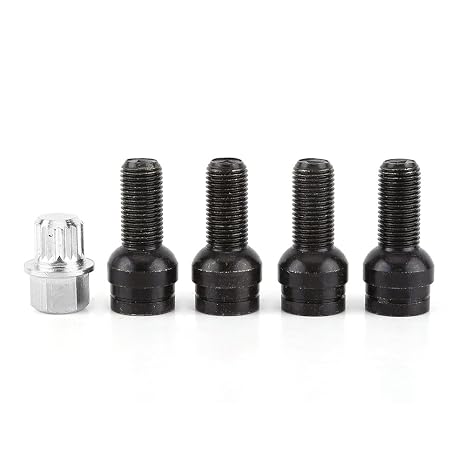 Wheel Bolt Lock Lug Nut Set Premium Black Steel M14x1 5mm 4+1 Pack Secure Anti Theft Wheel Accessories For Cars Trucks SUVs