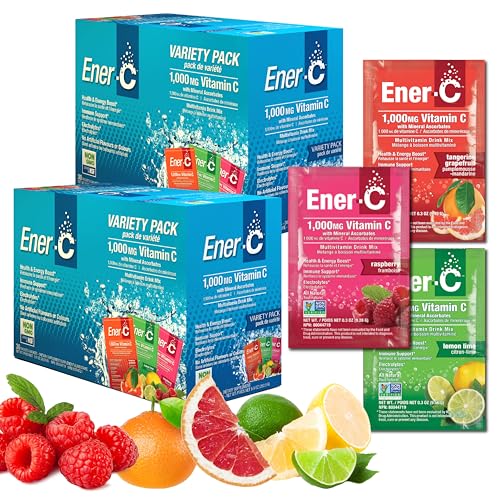 Ener-C Multivitamin Drink Mix - Vitamin Packets for Water, Electrolytes Powder Packets, Vitamin Drink Mix, Hydration Liquid Mix, Immune Booster for Adults, Healthy Energy - Variety Pack, 60 Count