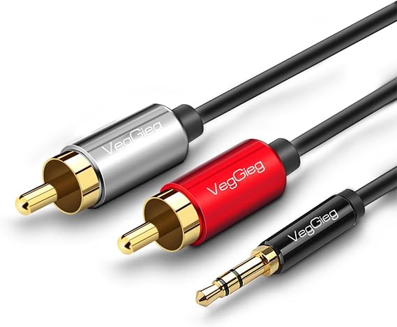 VegGieg 3.5mm AUX to 2 RCA Audio Cable 1 Meter
