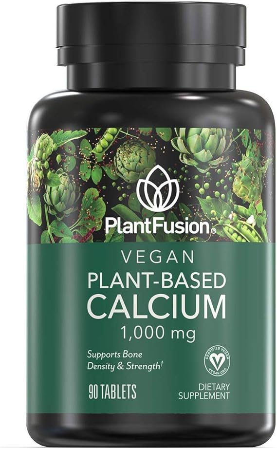 PlantFusion Vegan Calcium, Premium Plant Based Calcium (1000mg) Sourced from Icelandic Red Algae, Plus Magnesium, D3, K2, and Boron, 90 Vegan Tablets | Algae Calcium from Aquamin, Vitamin D3, K2, Magnesium & Boron, Calcium Supplement for Women & Men, Organic