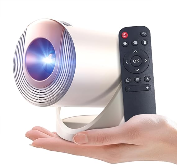 Mini Projector with WiFi and Bluetooth & Android 4K Protable Smart Projector Auto Vertical Keystone Compatible with HDMI/Smartphone/USB for Movie/Gaming