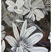 Mozaico Mosaic Tile Art - Flower Mosaic Lilly | Mosaic Designs | Mosaic Artwork | Mosaic Wall Art Floor Inlay by Mozaico | Handmade Mosaics | 47" x 47"
