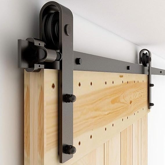 Sliding Barn Door Kit 8FT/240CM Black Heavy Duty Barn Door Sliding Hardware Track Kit for Single Wood Door 120CM Wide
