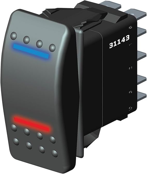 Illuminated 3 Way Switch, Fan Controller (31143), Car Parts, Black