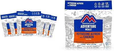Mountain House Buffalo Chicken Mac & Cheese 6-Pack and Fettuccine Alfredo with Chicken 2-Servings | Freeze Dried Backpacking & Camping Food