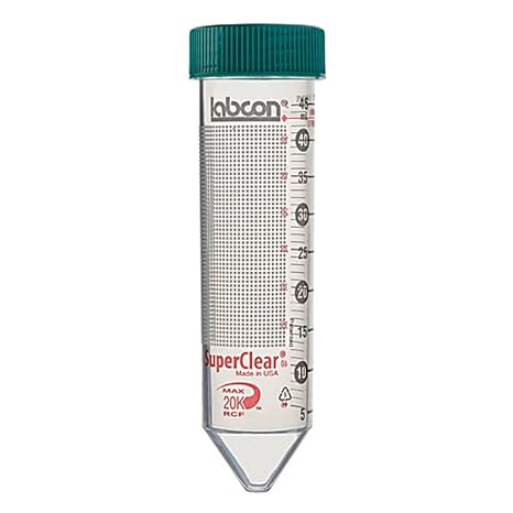 3191-335-028-9, SuperClear Centrifuge Tube, 25 per Reusable Rack, Sterile, 50mL Capacity, Pack of 500