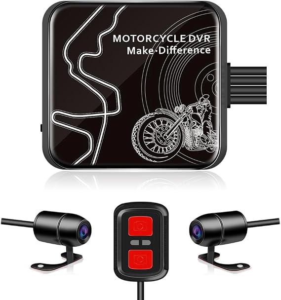VSYSTO D6WL Motorcycle Dash Cam Front and Rear Dual 1080P Waterproof Cameras with WiFi App Control G-Sensor Loop Recording 256GB Support
