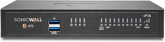Sonicwall TZ470 Network Security Appliance (02-SSC-2829) | Next-Generation Firewall | Zero-Touch Deployment | 8X 1GbE Ports, 2X 2.5GbE Ports