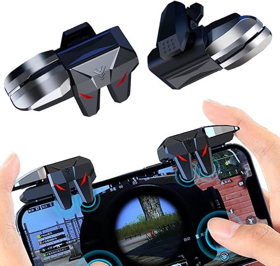 Mobile Controller Mobile Phone 4 Triggers Joystick Gaming Gadgets L1R1 L2R2 Trigger for PUBG COD Compatible with iPhone Smartphone Android iOS