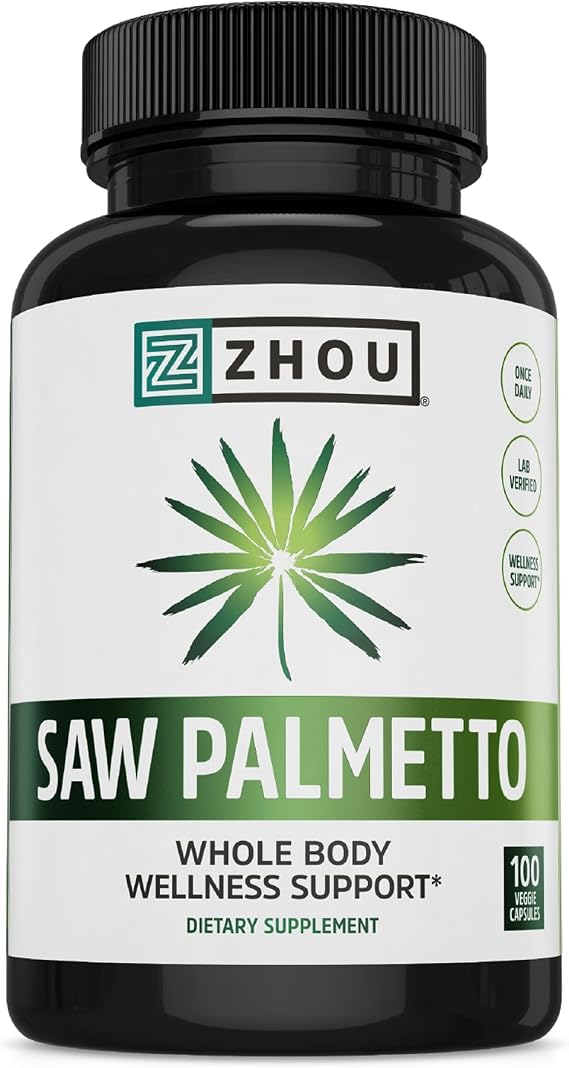 Zhou Saw Palmetto Supplement for Men - 100 Vegetarian Capsules