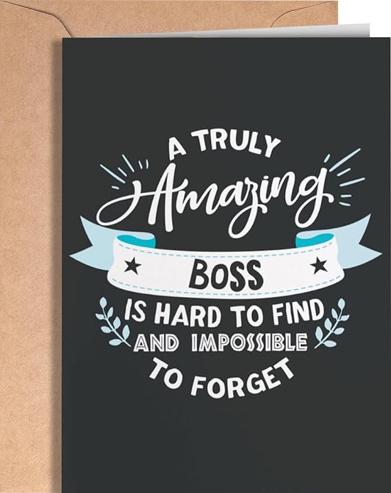 Thank You Card for Best Boss Women, Men - Boss Birthday, Appreciation Card for her, him - Retirement - Farewell Leaving