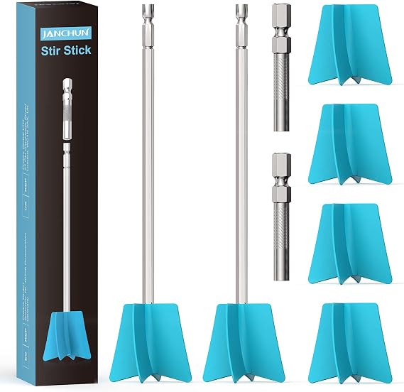 JANCHUN 6 Pack Long Resin Mixer Paddles, Reusable Epoxy Mixer Attachment