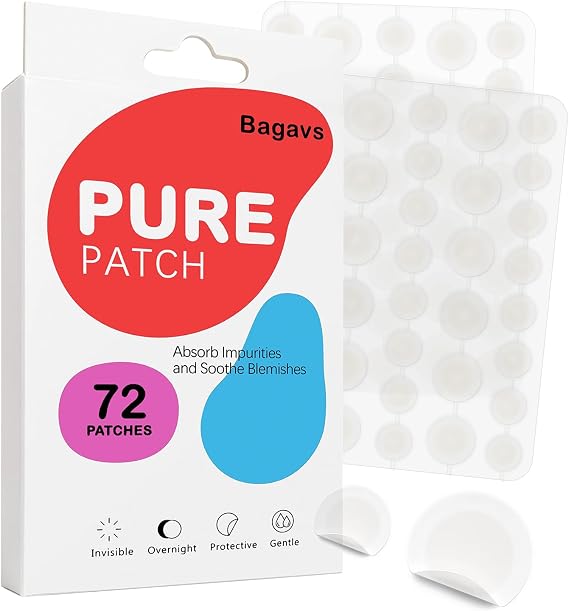 Spot Patches for Face, Hydrocolloid Pimple Patches, Thin Discreet Patches for Blemishes, Pimple Stickers in Two Sizes 12mm and 10mm, 72 Pieces