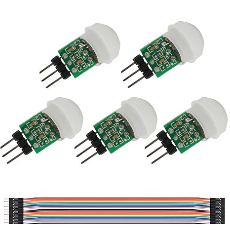5PACK IR Human Sensor AM312 Mini Detector Module HC-SR312 Pyroelectric Infrared PIR Motion Automatic Detector DC 2.7 to 12V for Arduino 2 A1U2 With Dupont Wire