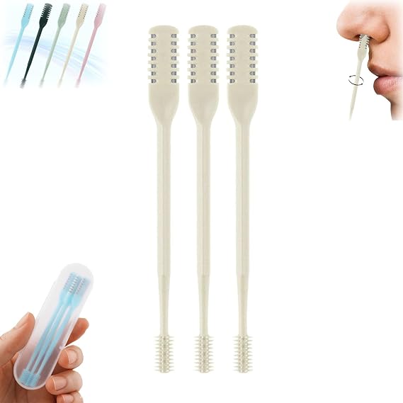 Nasal Hair Cutter, 2-in-1 Nasal Hair Cutter, 2025 Upgrade Double Sided Nose Hairs Knife, Nose Trimmer Women, Manual Nose Ha-Ir Remover Portable Multipurpose (Beige)