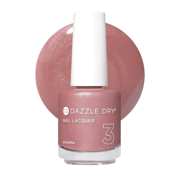 Dazzle Dry Nail Lacquer, Step 3 Day Dreaming (0.5 fl oz) | A Nude Mauve With Shimmer Dusting Full Coverage Shimmer Finish Quick-Dry