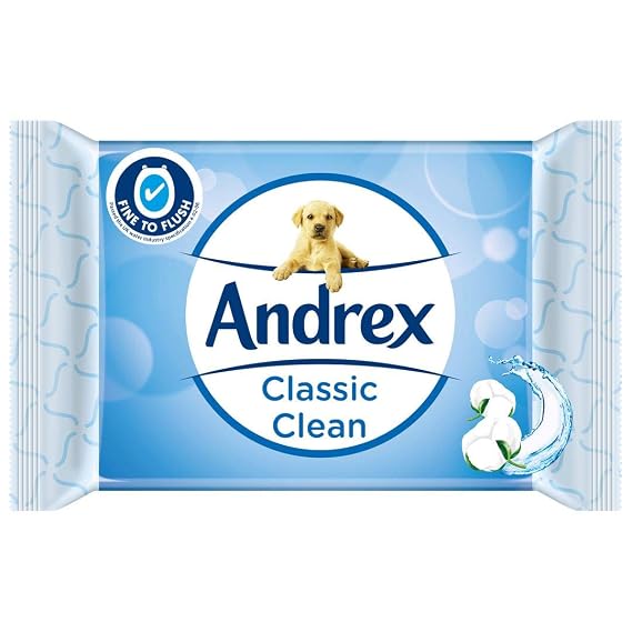 Andrex Classic Clean Washlets Moist Toilet Tissue, certified 'Fine to Flush', Plastic Free & Biodegradable
