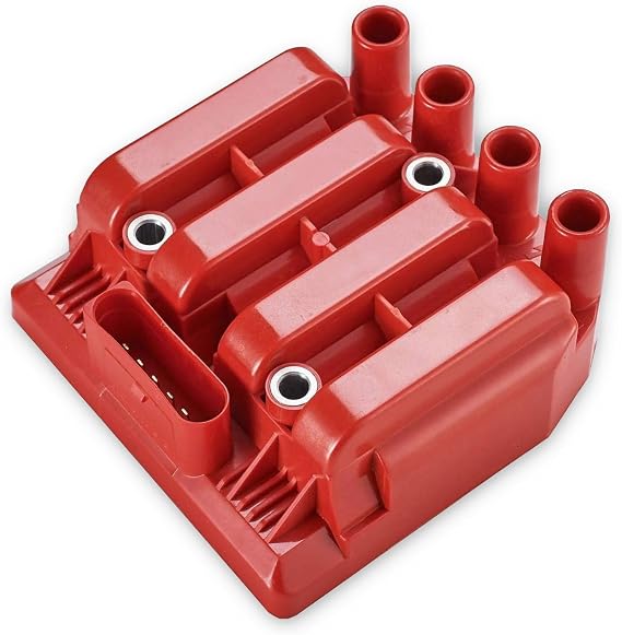 ENA Ignition Coil Pack UF484 Compatible with VW Volkswagen Beetle Golf Jetta City 1999 2000 2001 2002 2003 2004 2005 2006 2007 2008 2009 2010 2011 2.0L L4 Coil Set of 1 Replace IC564 GN10383 - Red