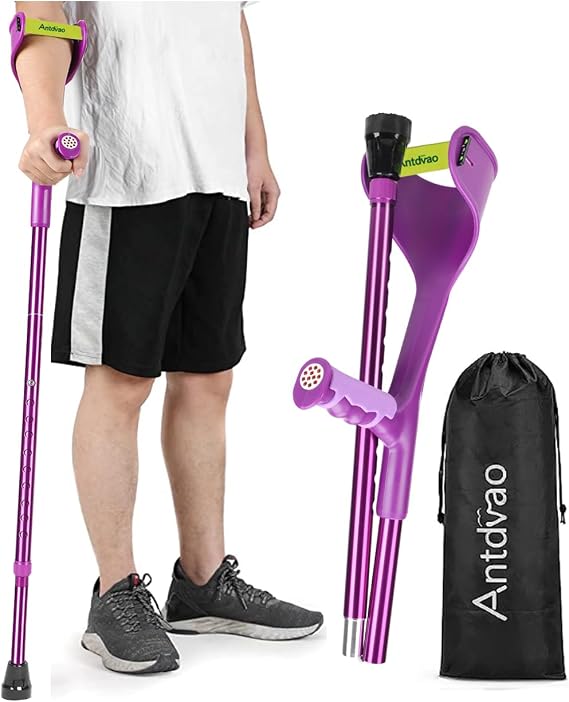 Folding Forearm Crutch for Adults (x1 Unit) Elbow Crutch Anti-Drop Cuff with Rubber Handles