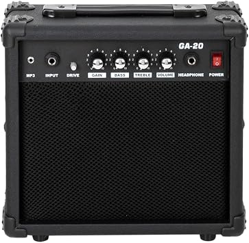 Ktaxon Electric Guitar Amp, 20 Watt Amplifier with 6.5" Speaker Built-in Speaker Headphone Jack and Aux Input Jack(MP3) Bass, Volume, Treble, and Gain Controls - Black