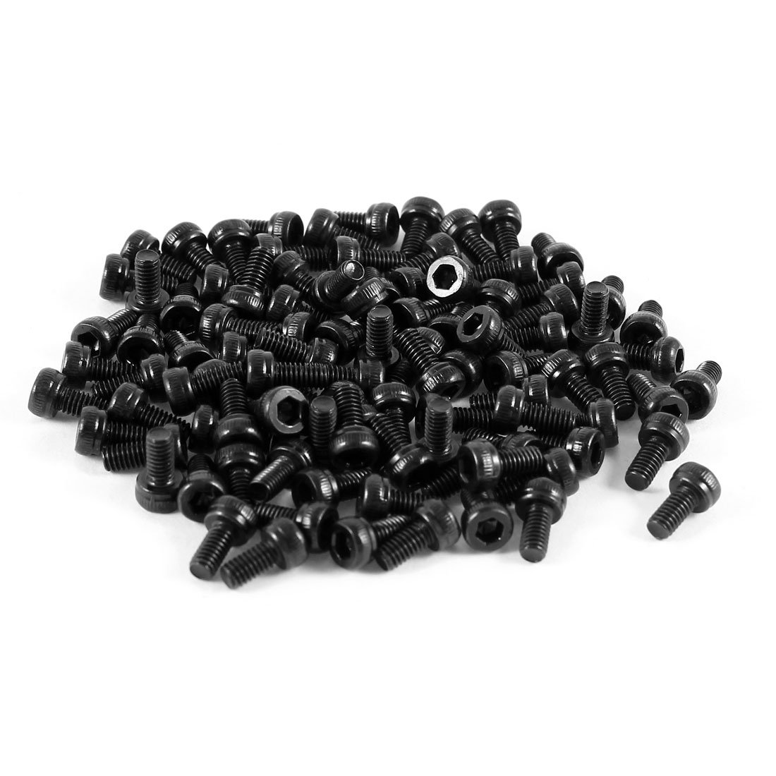 uxcell 100 Pcs 12.9 Steel Alloy Countersunk Hex Socket Knurled Pan Head Bolt Screw M2.5x5mm Black