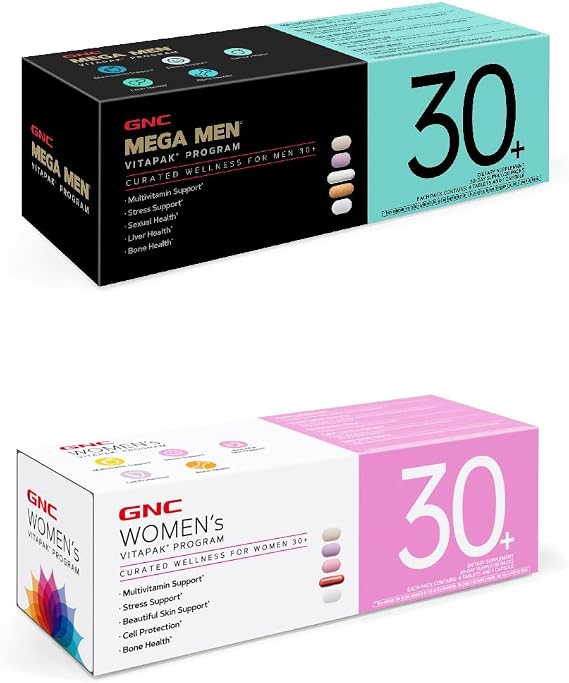 GNC Men's and Women's 30+ Daily Vitapak Bundle (2 Items): Women's & Men's (30 Servings)