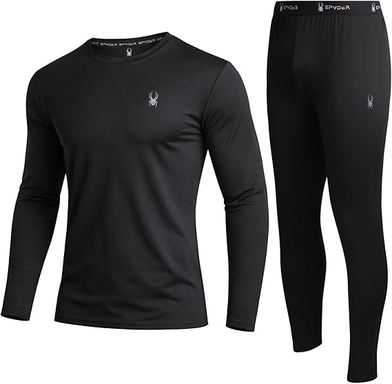 Spyder Mens Thermal Underwear Set - 2-Piece Fleece Lined Stretch Soft